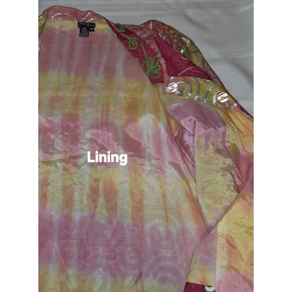 Vintage Jeevan Silk Top Jacket Plus Sz 2X Art To Wear Artsy Textured Silk Blend - Picture 11 of 16